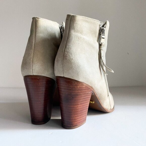 Lauren Ralph Lauren Bone Light Beige Suede Buttery Soft Double Zip Booties 9B - Picture 3 of 7